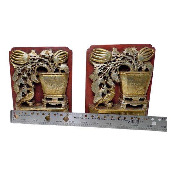 Borghese Vintage Bookends Gold Gilt Floral Design - Picture 12 of 12